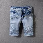 balmain shorts jeans biker homme  sale embossing gray blue